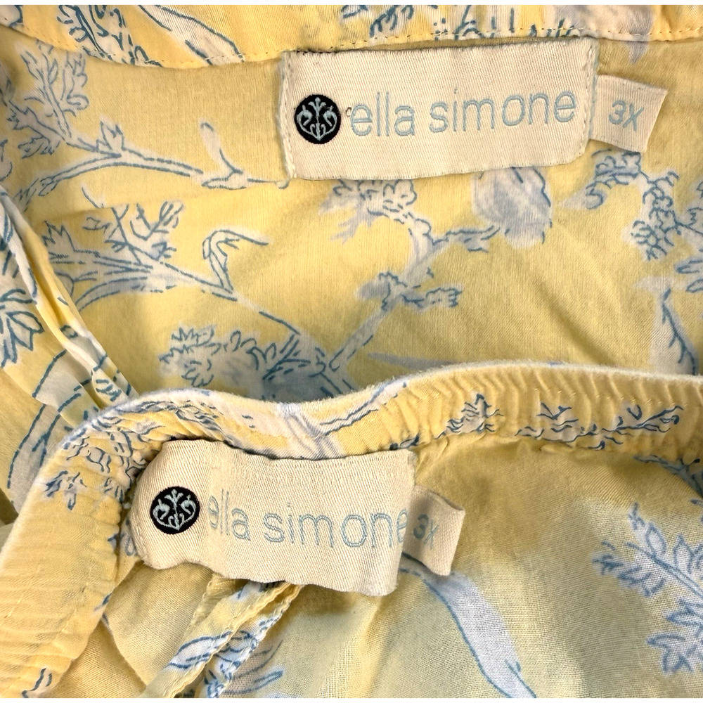 Ella Simone pajamas 3x yellow blue toile Cottagecore Preppy Coastal Chic - Picture 3 of 3